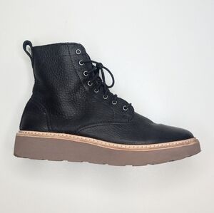 Clarks Trace Pine Chestnut Leather Black Boots Lace Side Zip Ankle Size 8.5